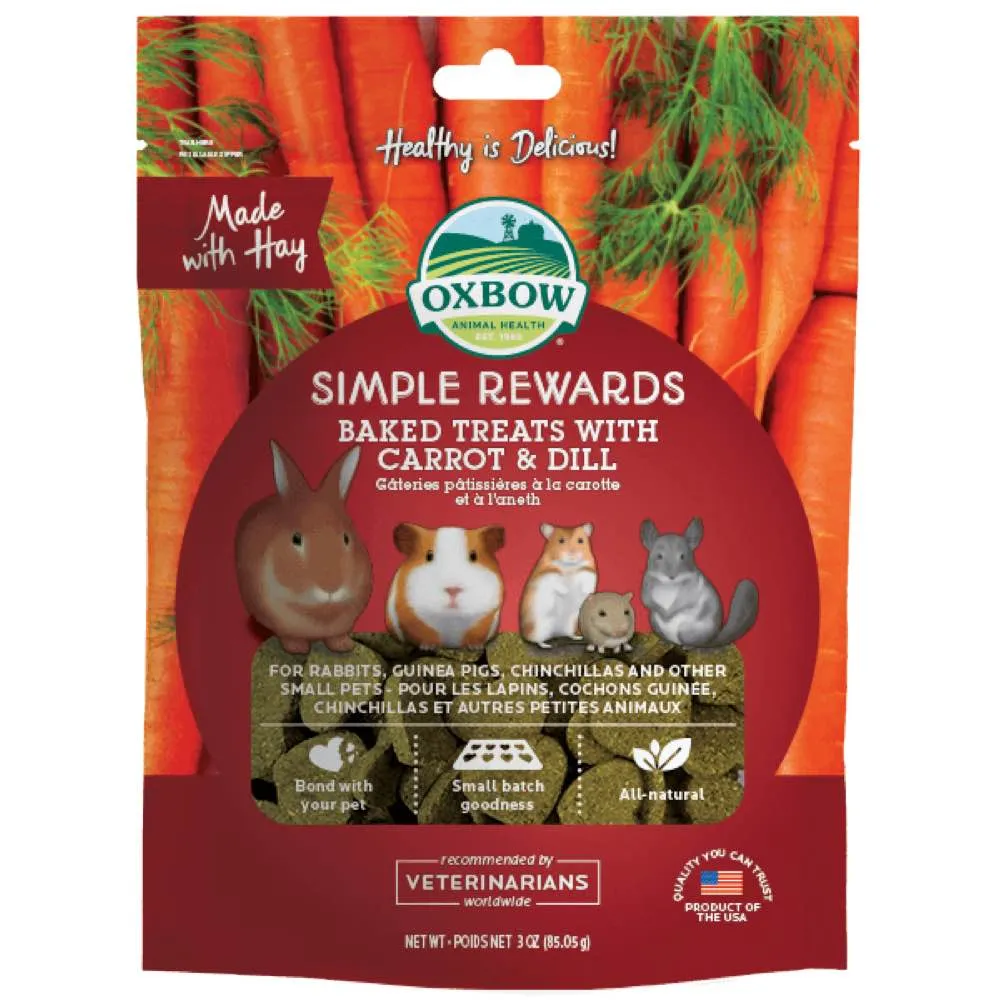 15% OFF: Oxbow Simple Rewards Baked Treats With Carrot & Dill For Small Animals 85g