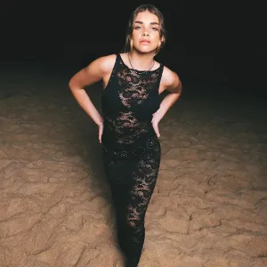 2024 Sexy Mesh See Through Slim Maxi Lace Dress