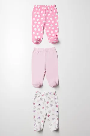 3 Pack Leggings Pink And White