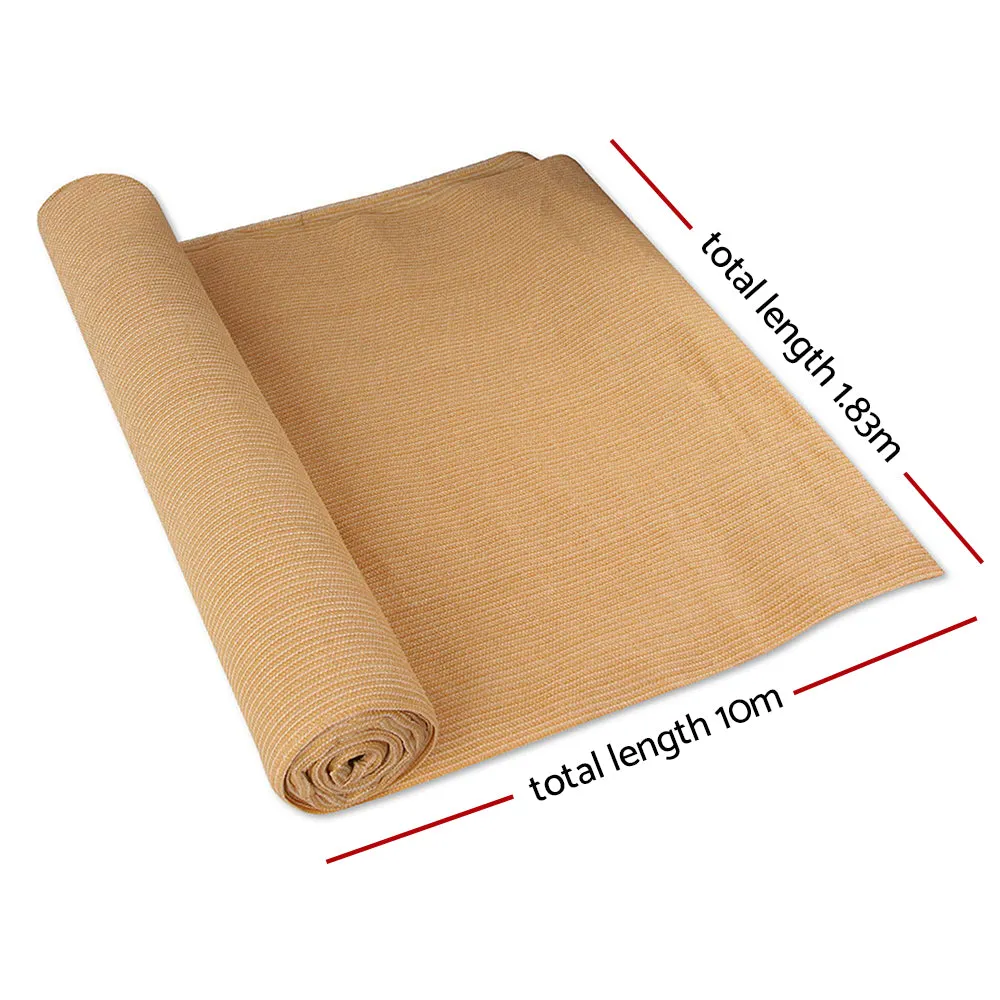 50% Shade Cloth | 1.83x10m | Shadecloth Sail | Heavy Duty | Beige