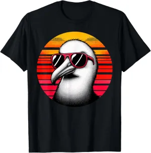 Albatross Bird Sunglasses Sunset Retro Style Vintage 70s T-Shirt