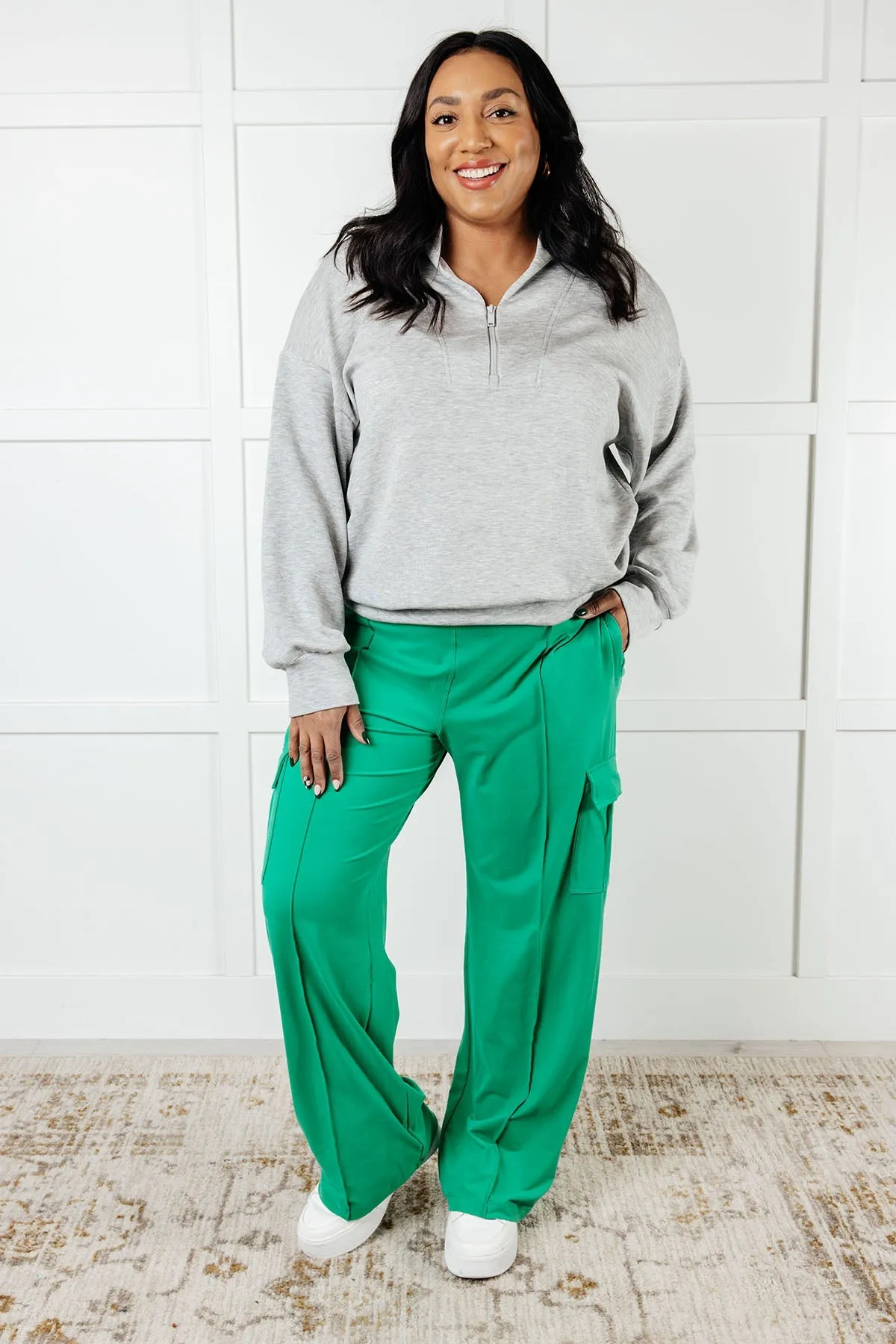 Athleisure Cargo Pants in Emerald Green