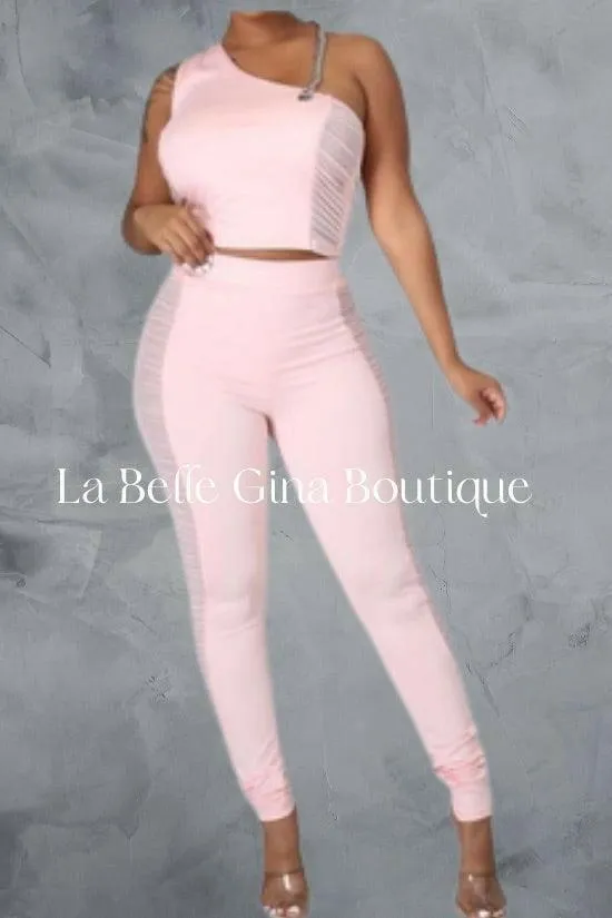 BENITA pants set with chain strap and see through set.