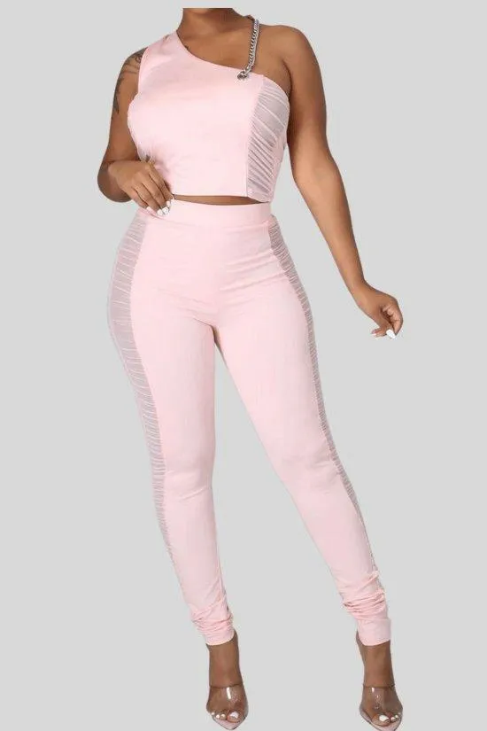 BENITA pants set with chain strap and see through set.