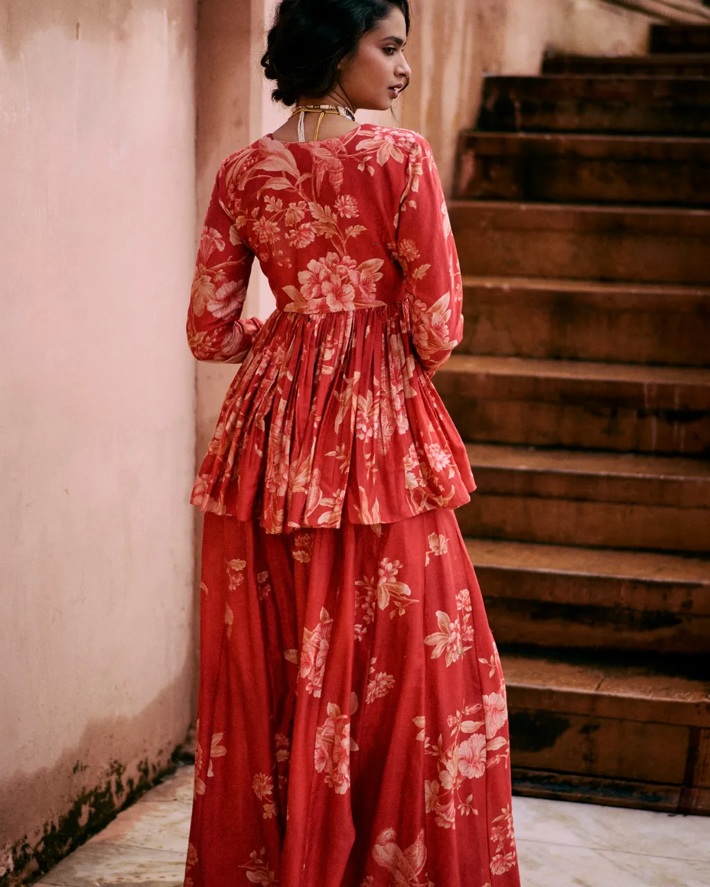 Bloom Red Peplum Set