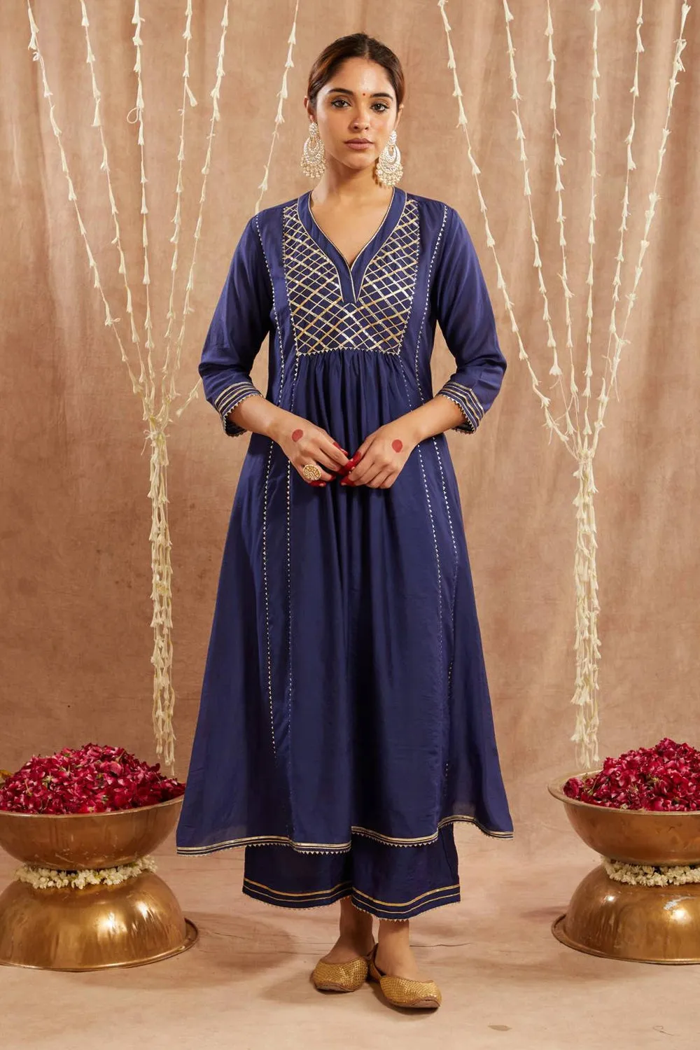 Blue Gota Kurta With Pants