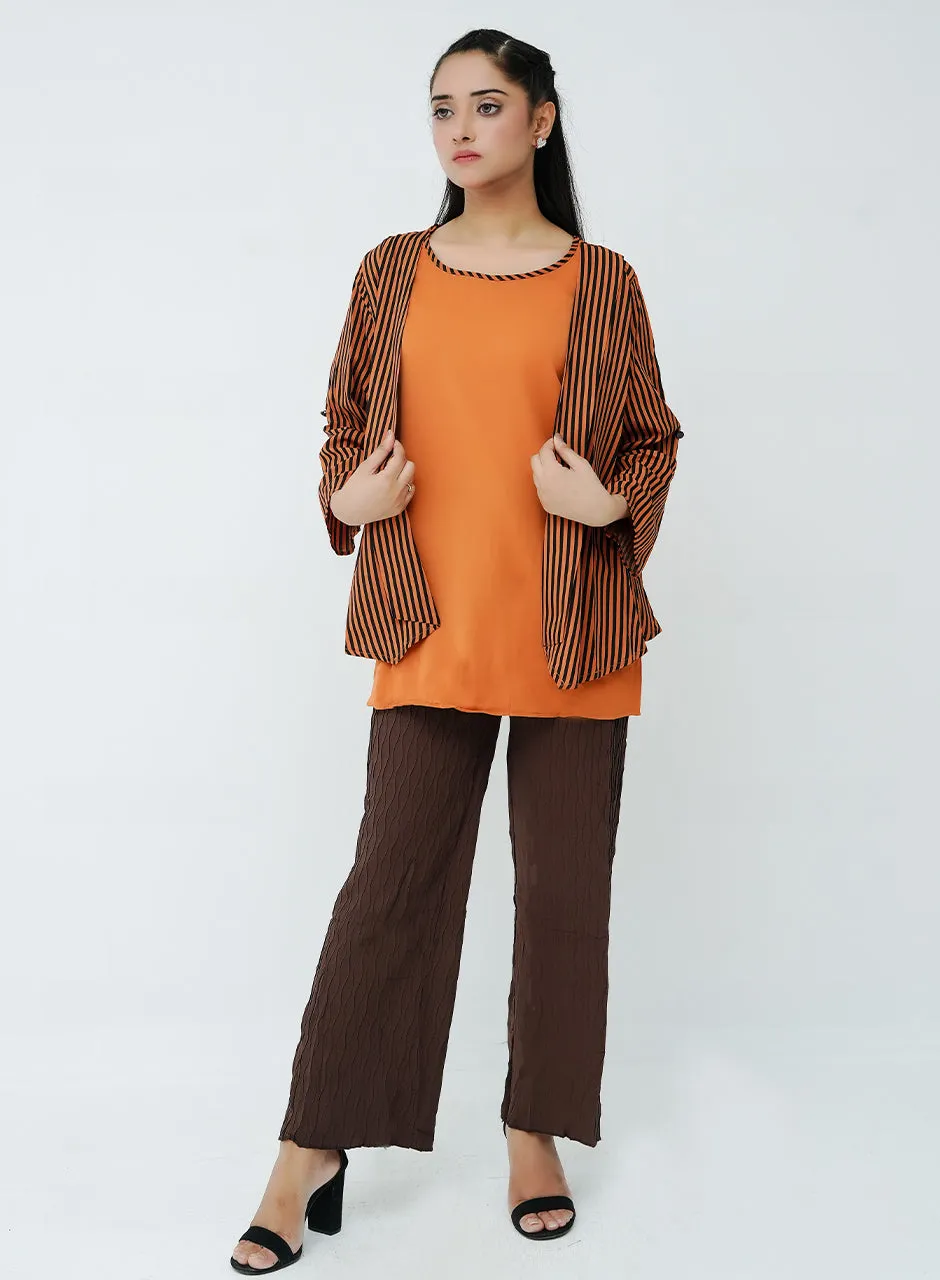 Brown Textured Trouser