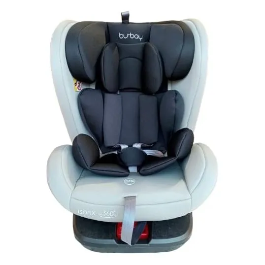 Burbay Grand ISOFIX 360 Rotatable Baby Car Seat AG220 Black grey with Black Age- Newborn to 12 Years