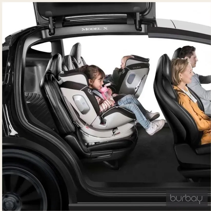 Burbay Grand ISOFIX 360 Rotatable Baby Car Seat AG220 Black grey with Black Age- Newborn to 12 Years