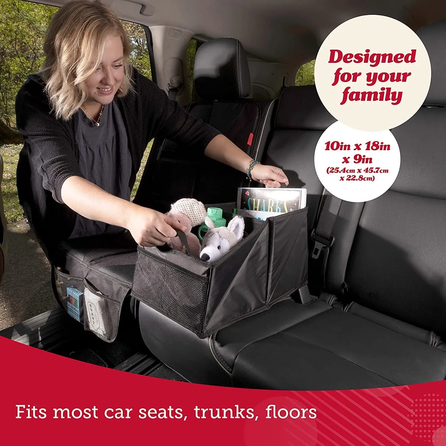 Car Seat Organizer with Cup Holders for Front, Back, Passenger Seats, Truck and Van, Custom For Cars, 9 Auto Storage Compartments for Travel Organization of Trunk, Seats, Mobile Office
