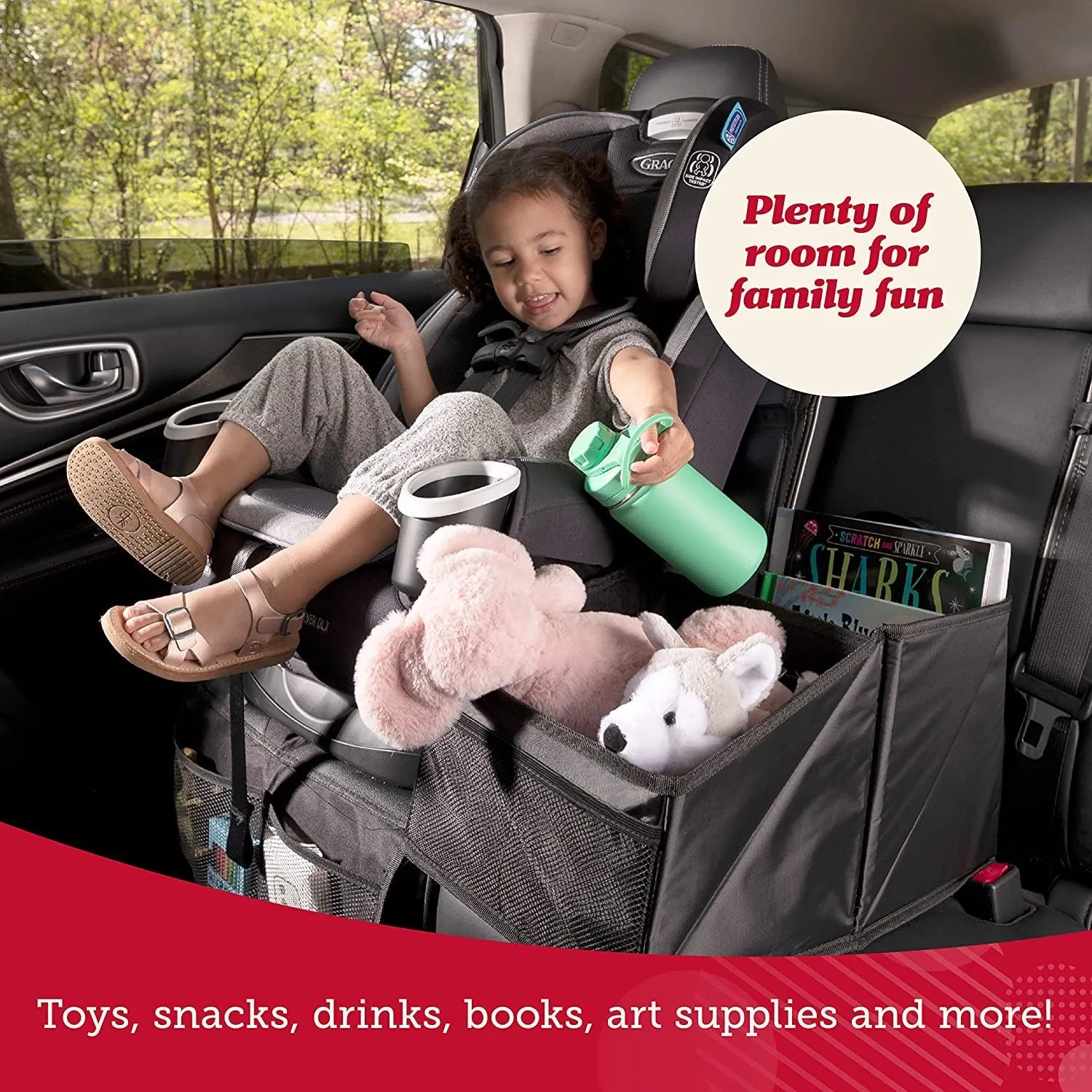 Car Seat Organizer with Cup Holders for Front, Back, Passenger Seats, Truck and Van, Custom For Cars, 9 Auto Storage Compartments for Travel Organization of Trunk, Seats, Mobile Office