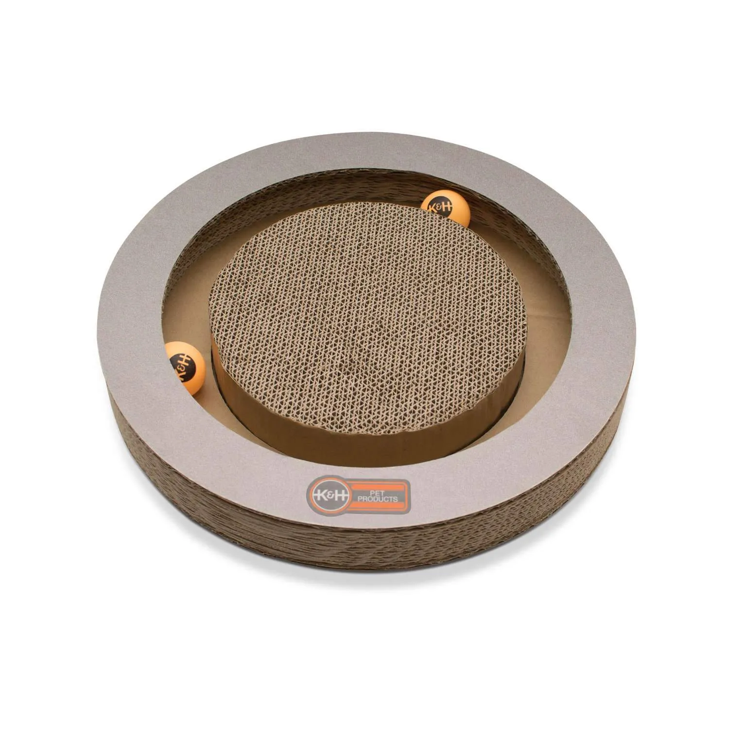 Cardboard Cat Scratching Toy - Kitty Tippy Round Cardboard Toy - K&H Pet Products