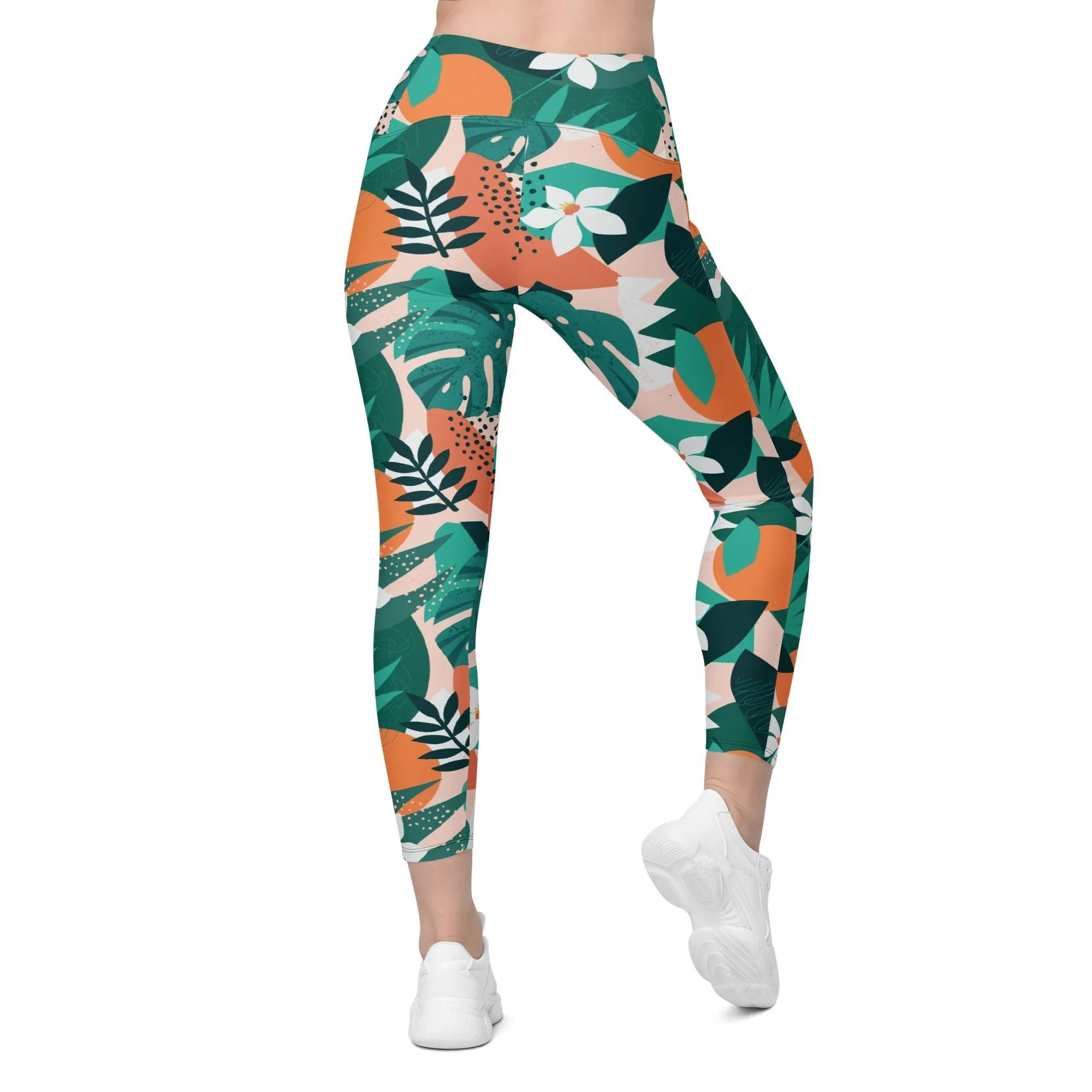Contemporary Tropical Leggings With Pockets