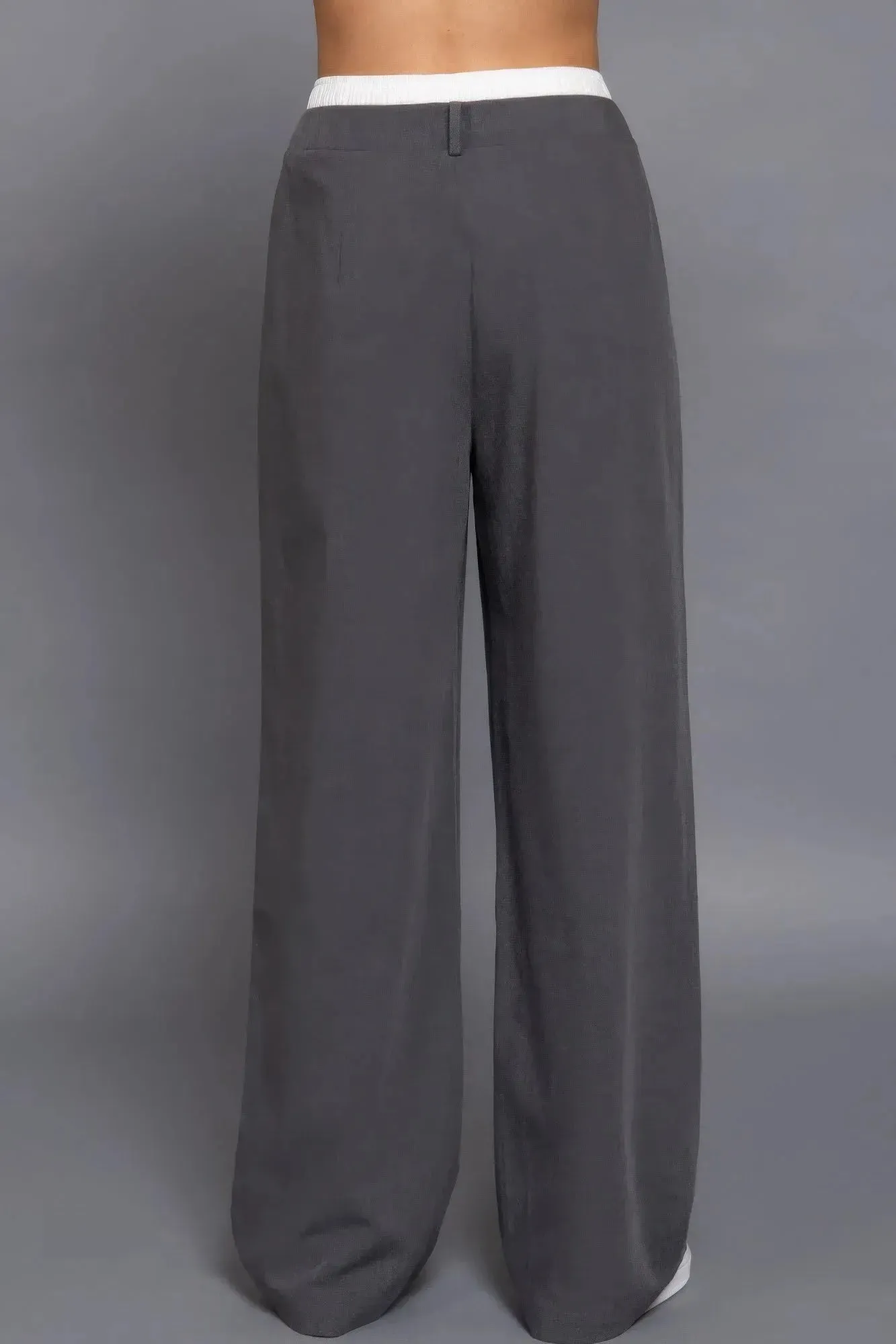 Contrast Waist Boxer Straight Long Pants