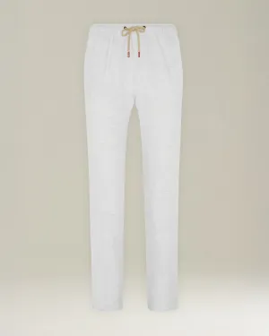 COTTON AND LINEN COMFORT-FIT PULL-ON TROUSERS