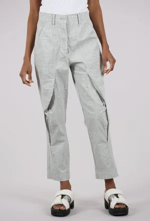 Cotton Check Curve Seam Trouser, Gray