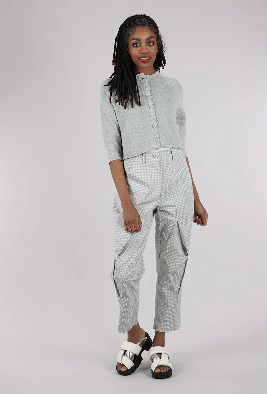 Cotton Check Curve Seam Trouser, Gray