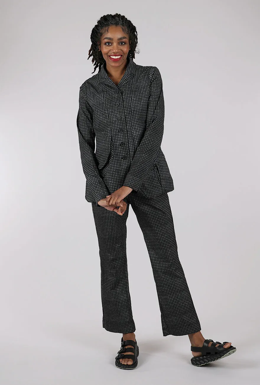 Cotton Check Flare Trouser, Black