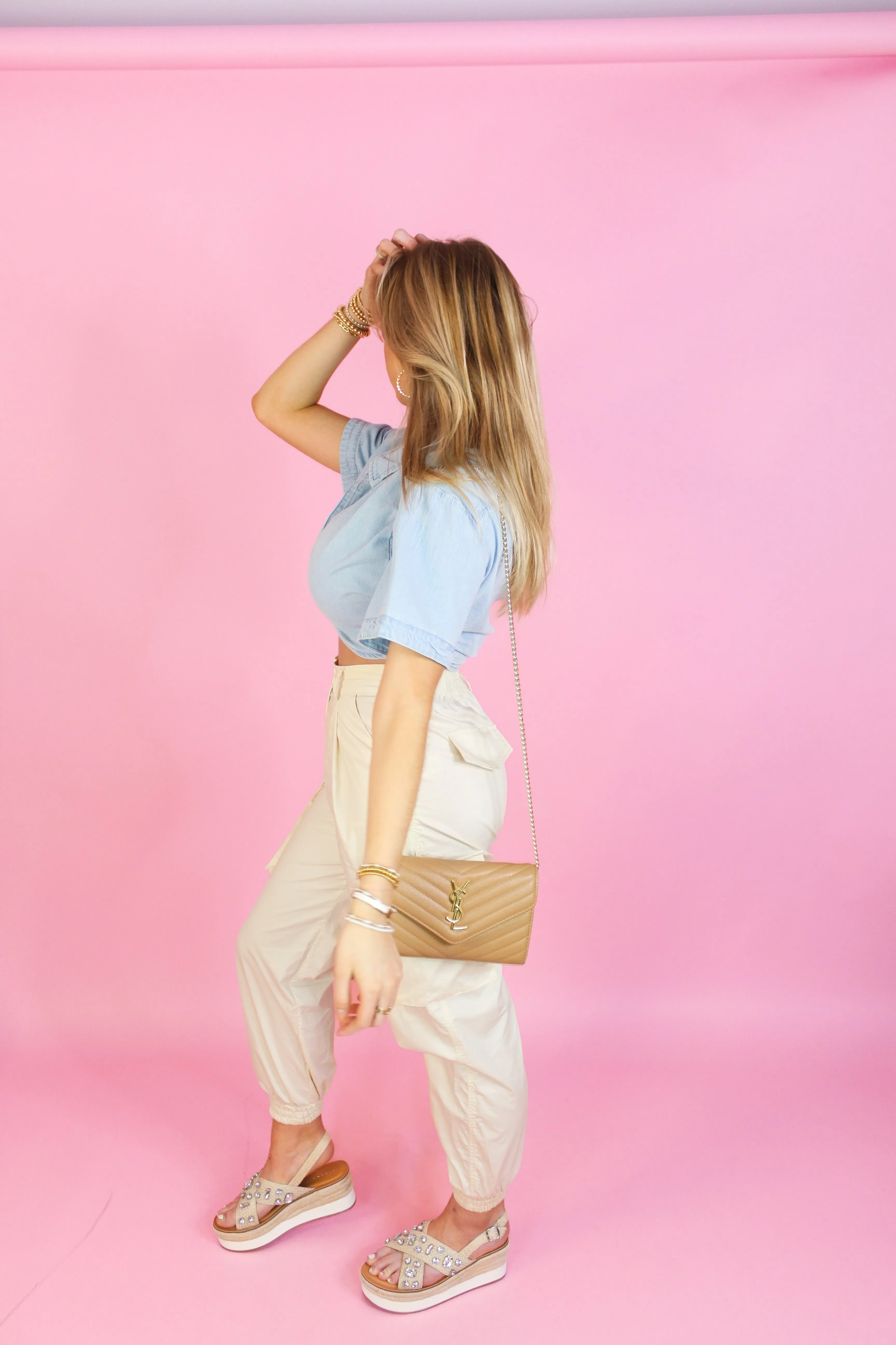 Cream Cargo Jogger Pants