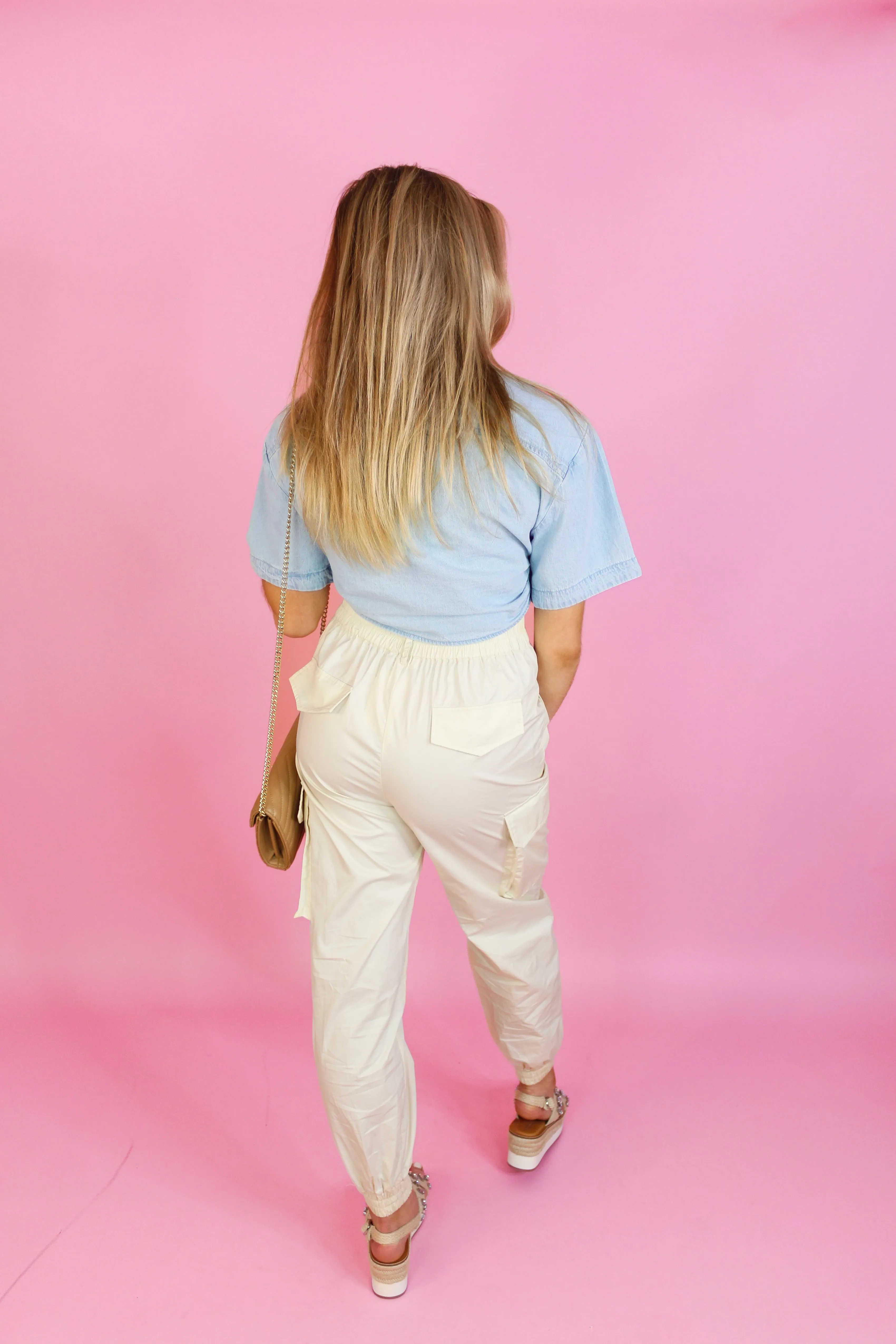 Cream Cargo Jogger Pants