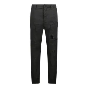 Cuffed 50 Fili Stretch Cargo Pants Black