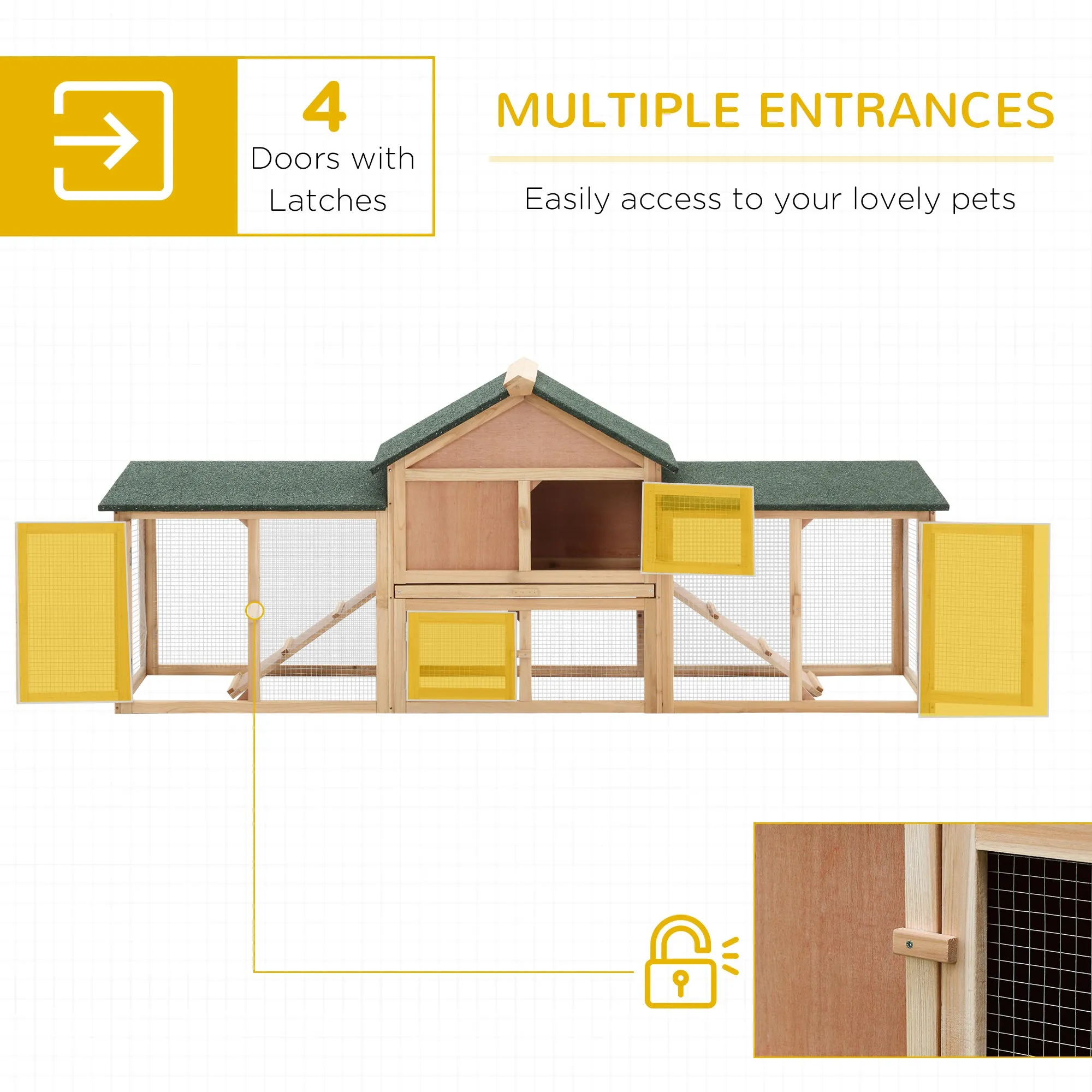 Deluxe Two-Storey Wooden Bunny Rabbit Hutch, Guinea Pig Hutch, w/ Ladder Outdoor Run Box Slide-out Tray 210 x 45.5 x 84.5 cm