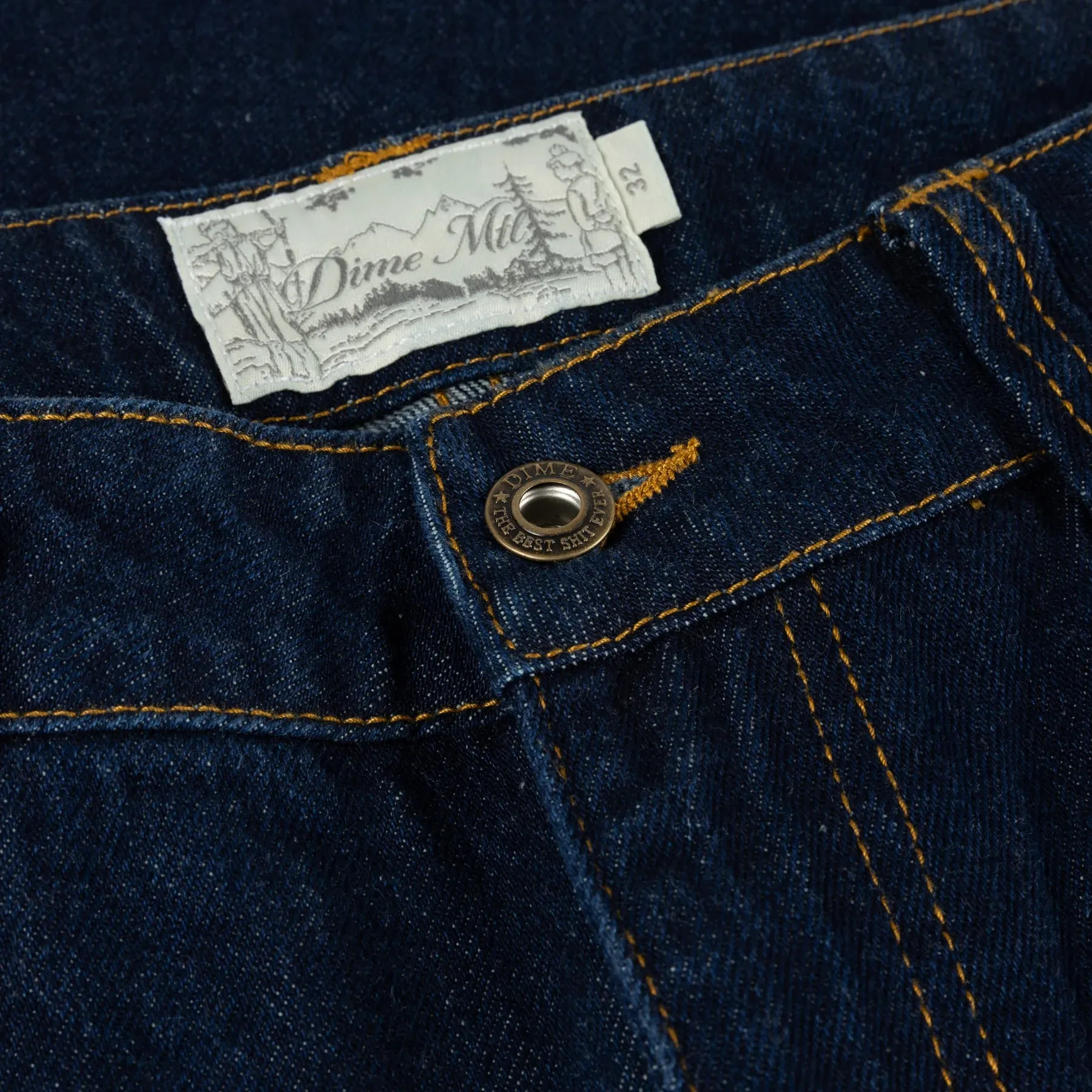 Dime Classic Relaxed Denim Pants: Indigo (Beige Patch)