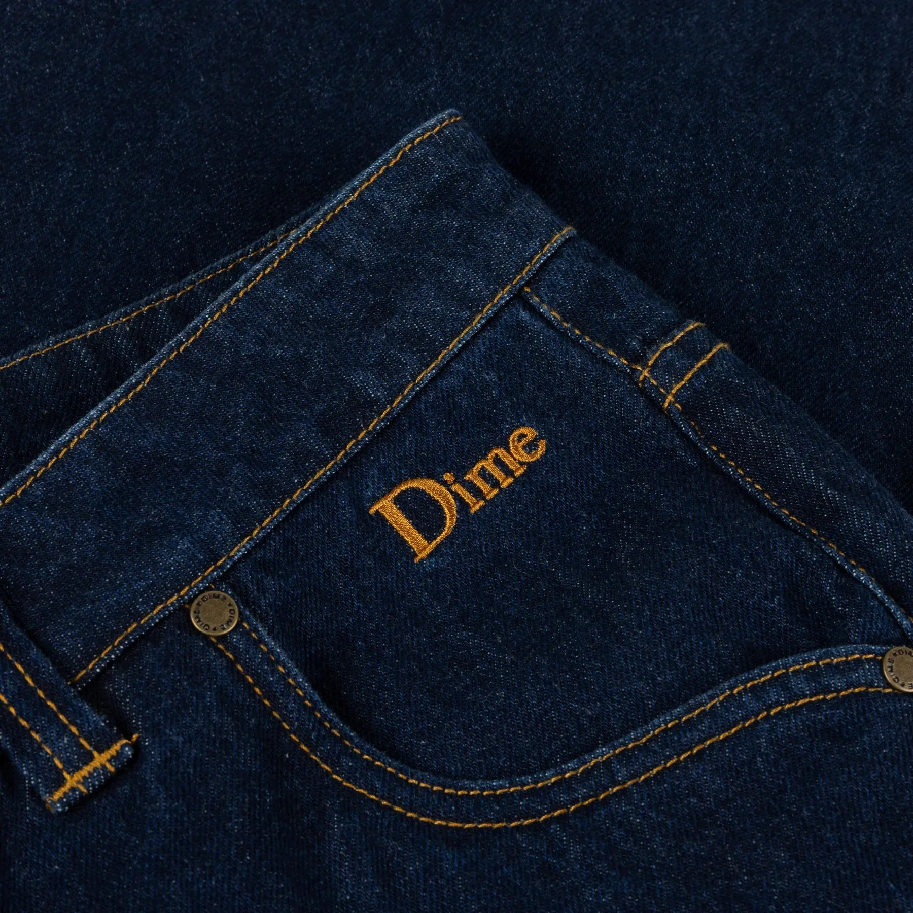 Dime Classic Relaxed Denim Pants: Indigo (Beige Patch)