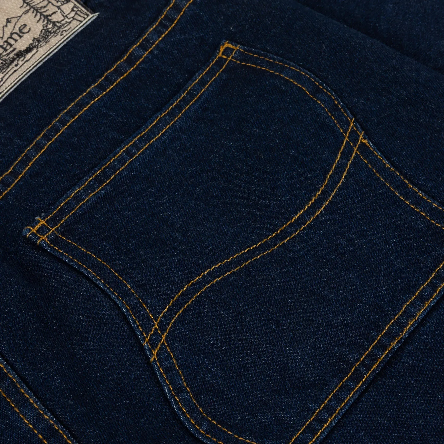 Dime Classic Relaxed Denim Pants: Indigo (Beige Patch)