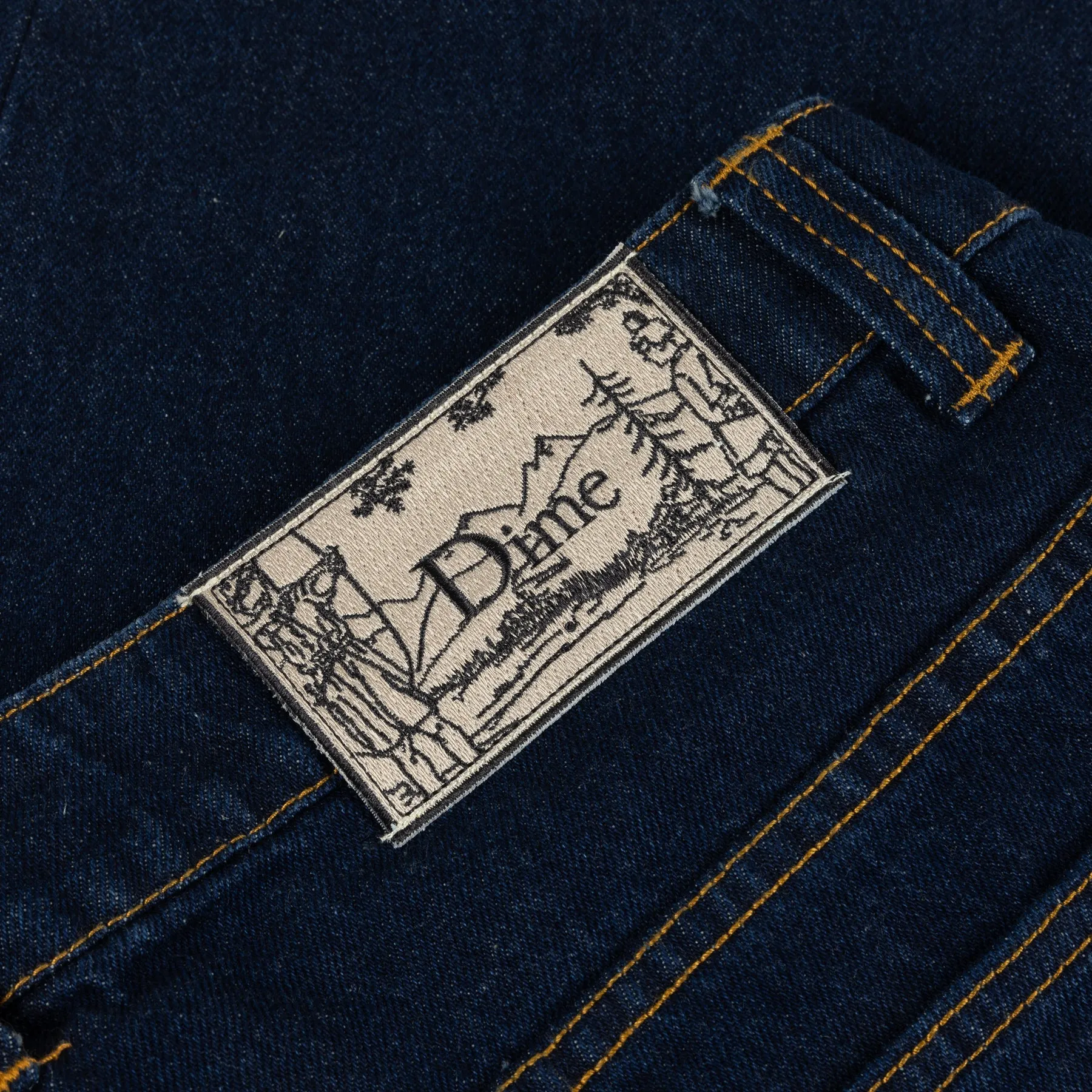 Dime Classic Relaxed Denim Pants: Indigo (Beige Patch)