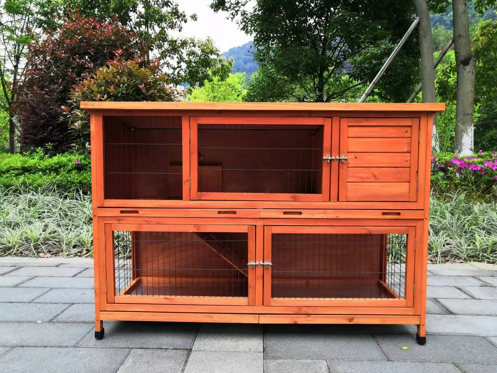 Double Storey 150cm Rabbit Hutch Guinea Pig Cage Chicken with Pull Out Tray