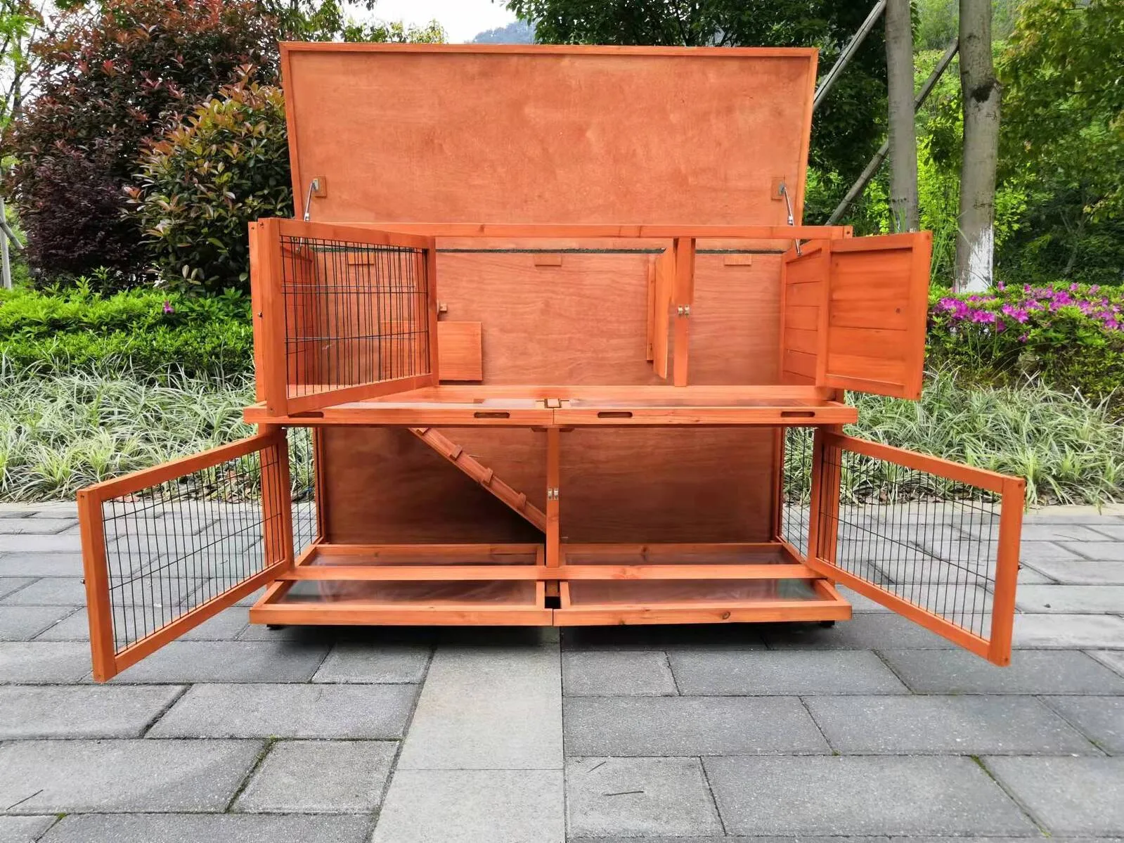Double Storey 150cm Rabbit Hutch Guinea Pig Cage Chicken with Pull Out Tray