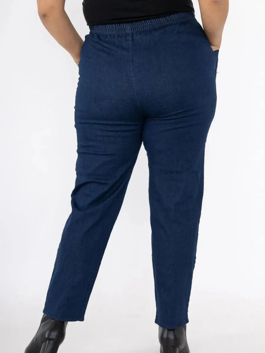 Elastic Waist Denim Trousers