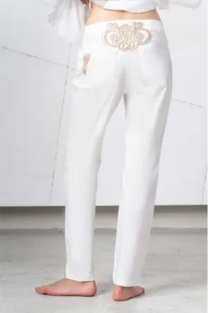 Elisa Cavaletti 03149 Off White Detail Trousers Incontro