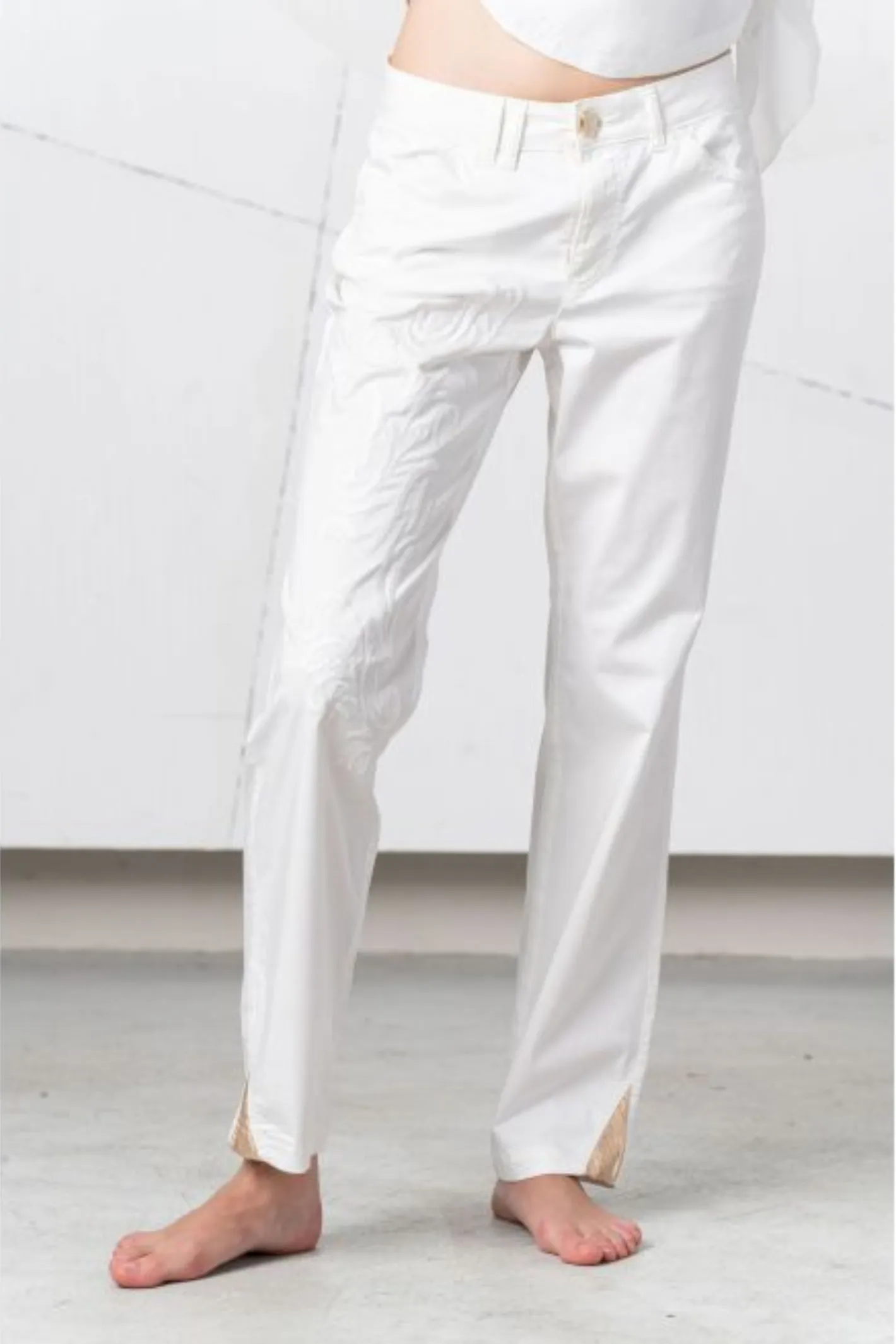 Elisa Cavaletti 03149 Off White Detail Trousers Incontro