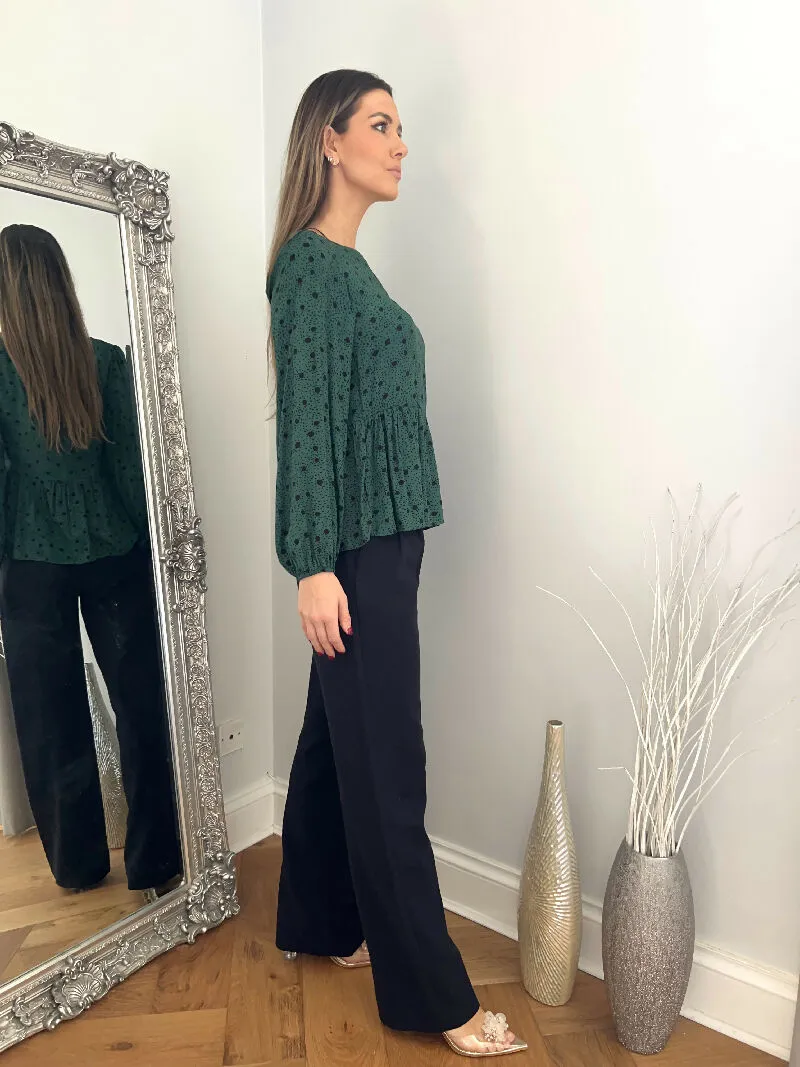 Emerald Charm Peplum Blouse
