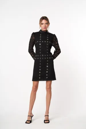 Estella Embellished Eyelet Lace Mini Dress