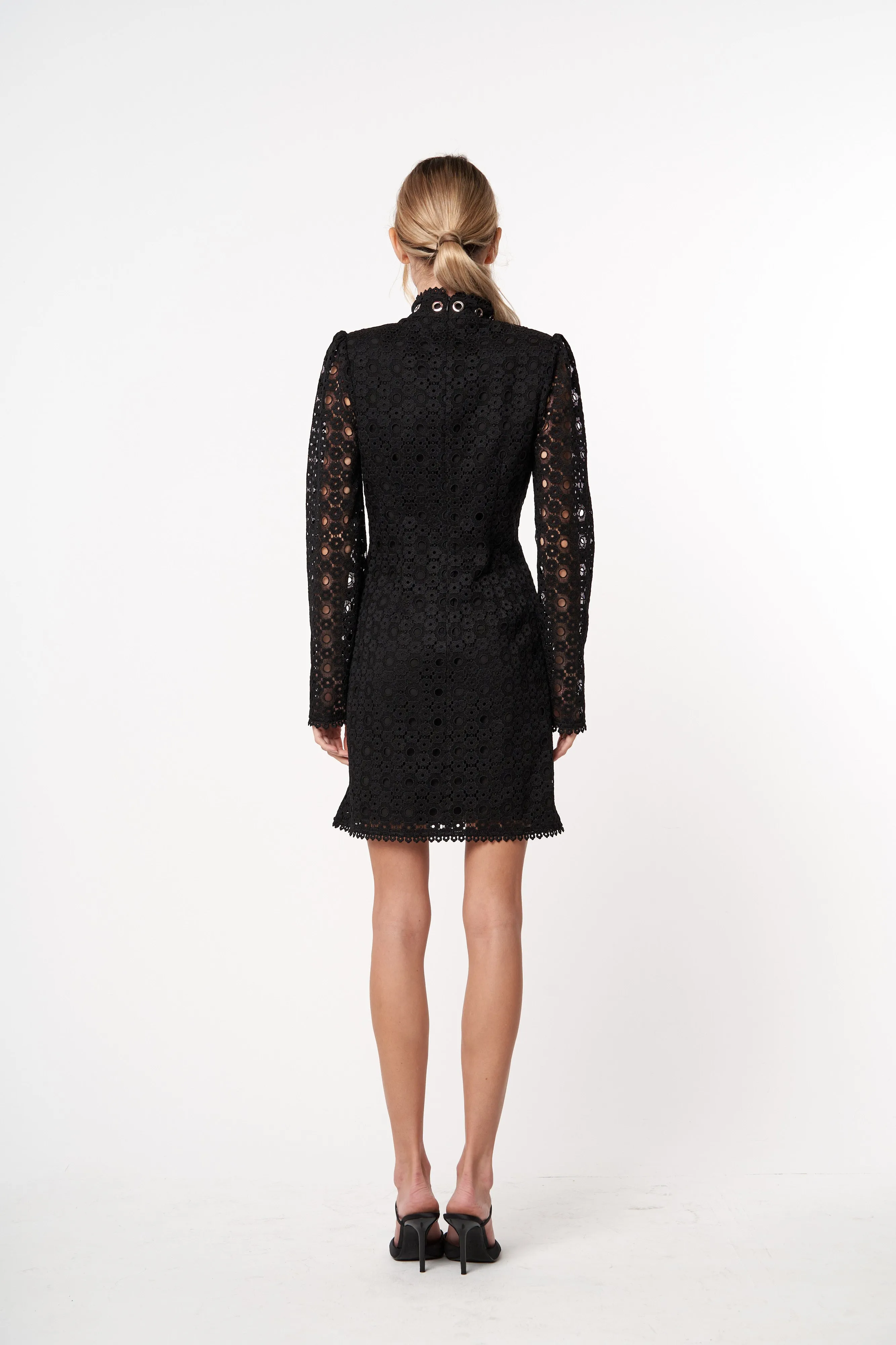 Estella Embellished Eyelet Lace Mini Dress