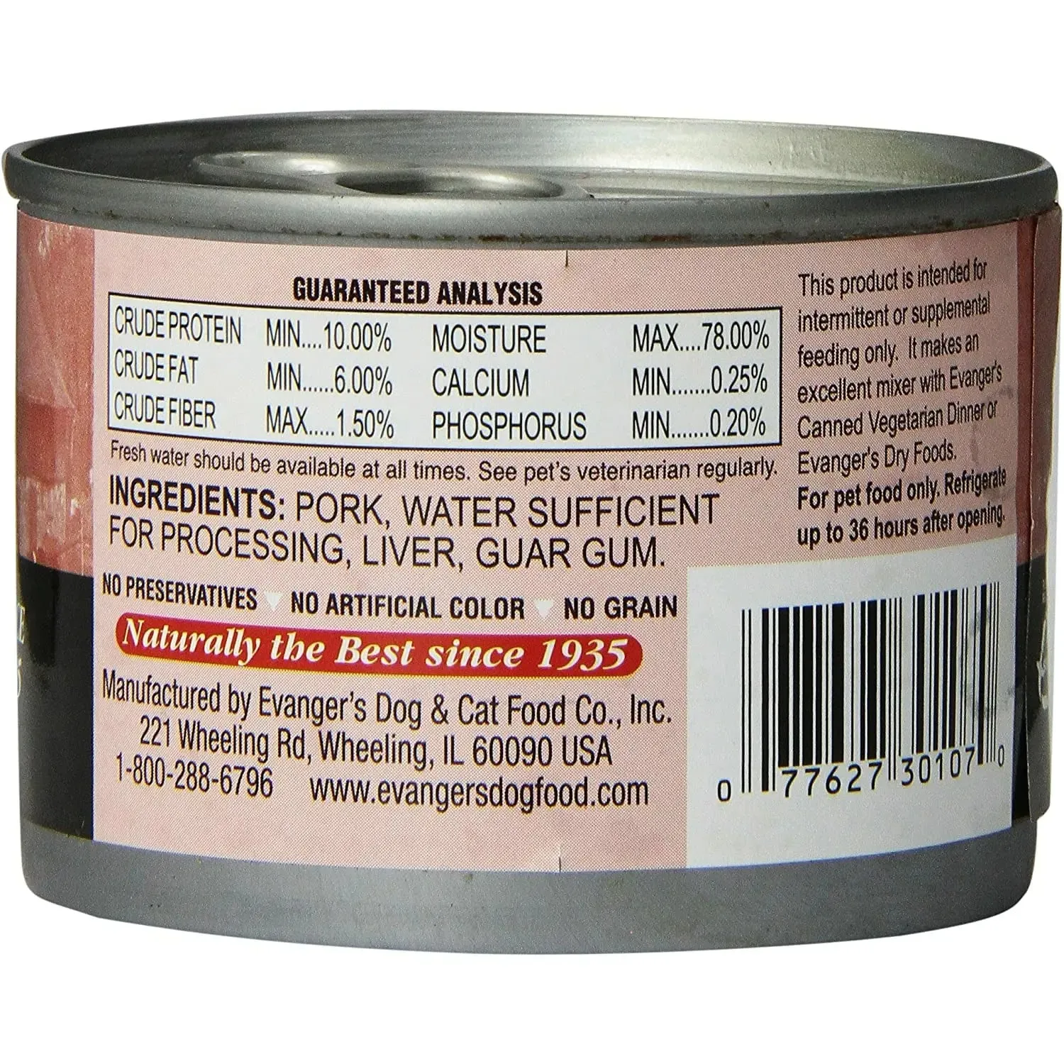 Evanger's Grain-Free Pork Canned Dog & Cat Food case of 24