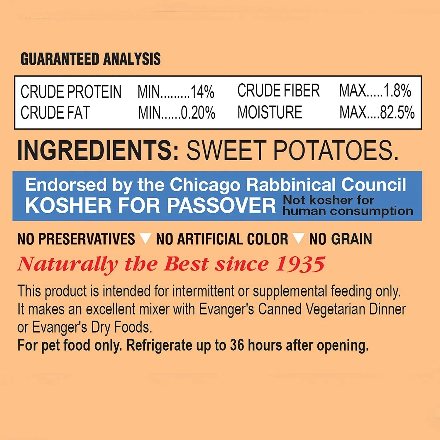 Evanger's Grain-Free Sweet Potato Canned Dog & Cat Food 24ea/6 oz,