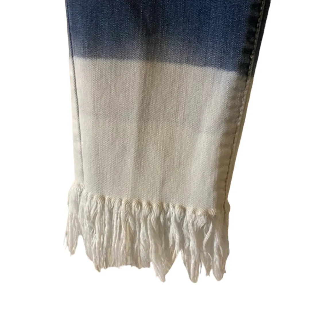 Faded Fringe Skinny Ankle Jeans