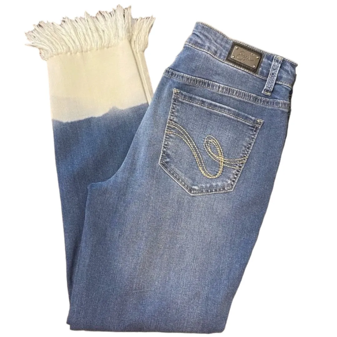 Faded Fringe Skinny Ankle Jeans