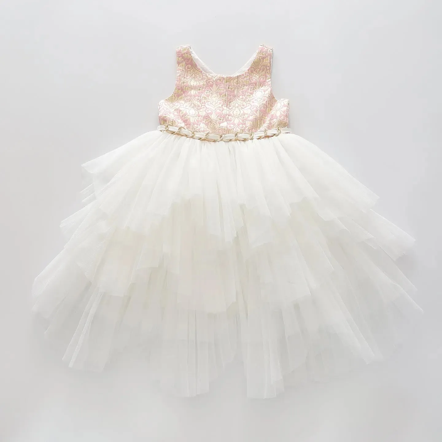 Girls' Pink and Gold Tulle Party Dress