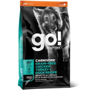 Go! Solutions Carnivore Grain Free Chicken, Turkey   Duck Adult Recipe Dry Dog Food 3.5lb (Exp Dec 2024)