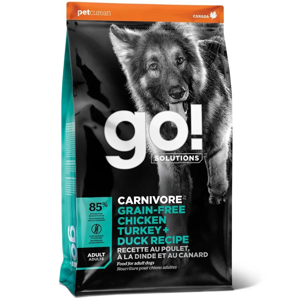 Go! Solutions Carnivore Grain Free Chicken, Turkey   Duck Adult Recipe Dry Dog Food 3.5lb (Exp Dec 2024)