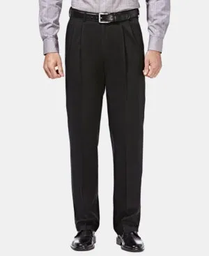 Haggar Mens Classic fit Casual Pants 34 / 32 Black Solid