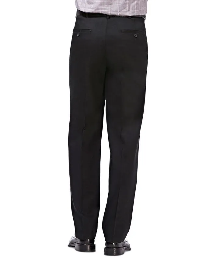 Haggar Mens Classic fit Casual Pants 34 / 32 Black Solid