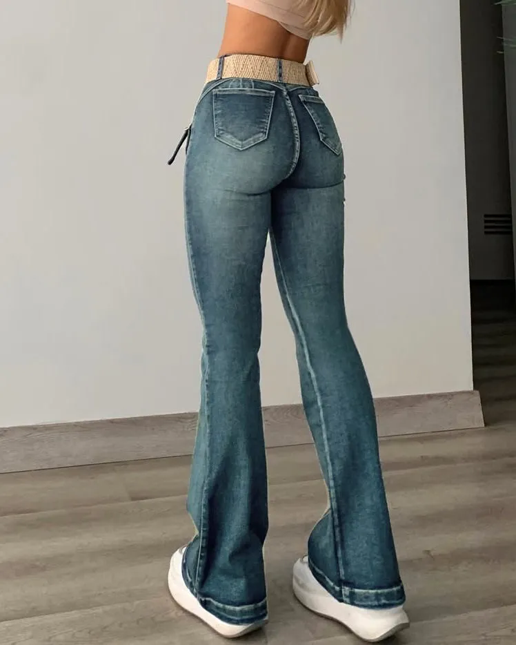 High-Rise Hip-Lifting Skinny Flared Jeans