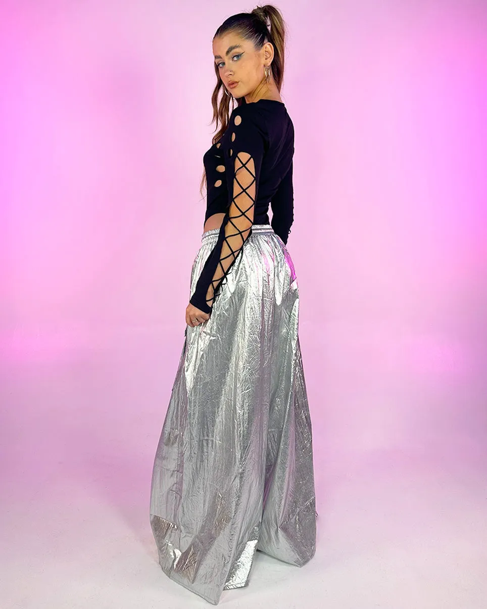 In Orbit Metallic Wide Leg Pants