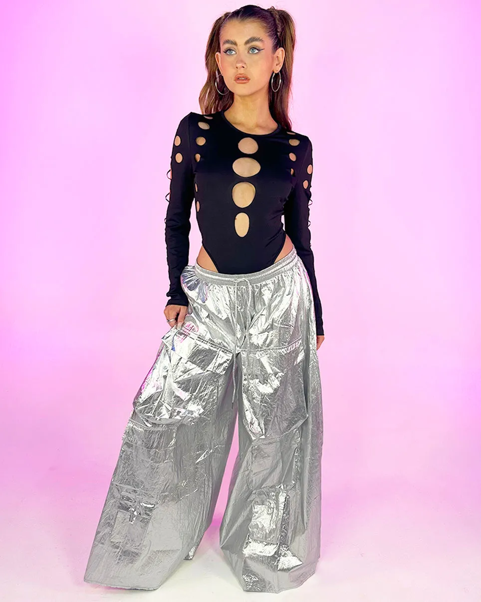In Orbit Metallic Wide Leg Pants